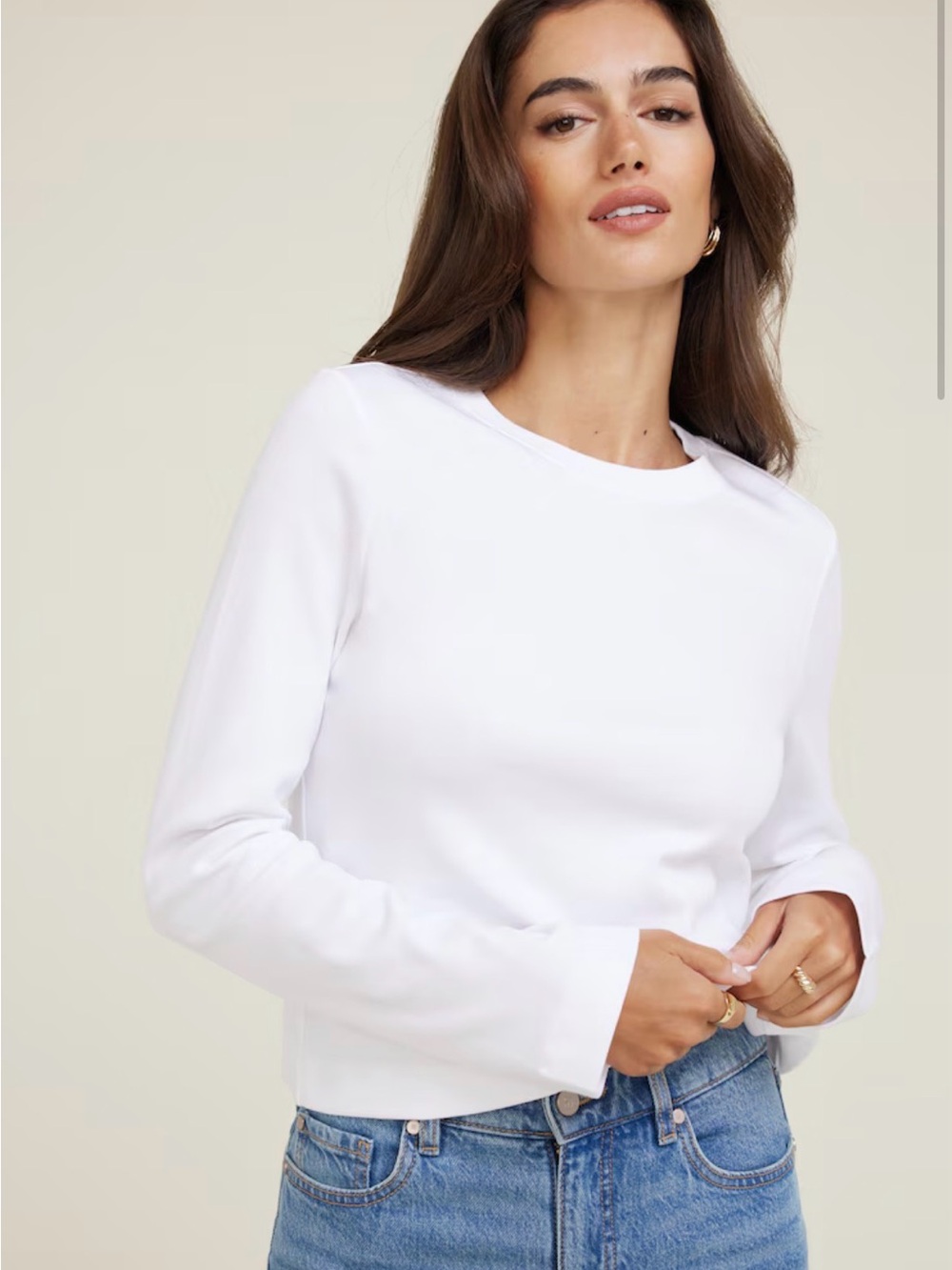 Dynamite Cotton Long-Sleeve Crewneck
